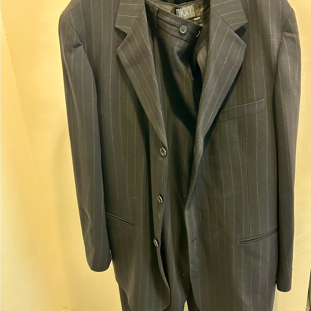 DKNY Black Pinstripe Suit